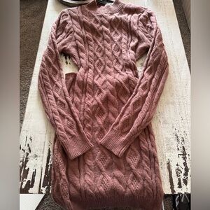 Dusty Rose Open-back Sweater dress
